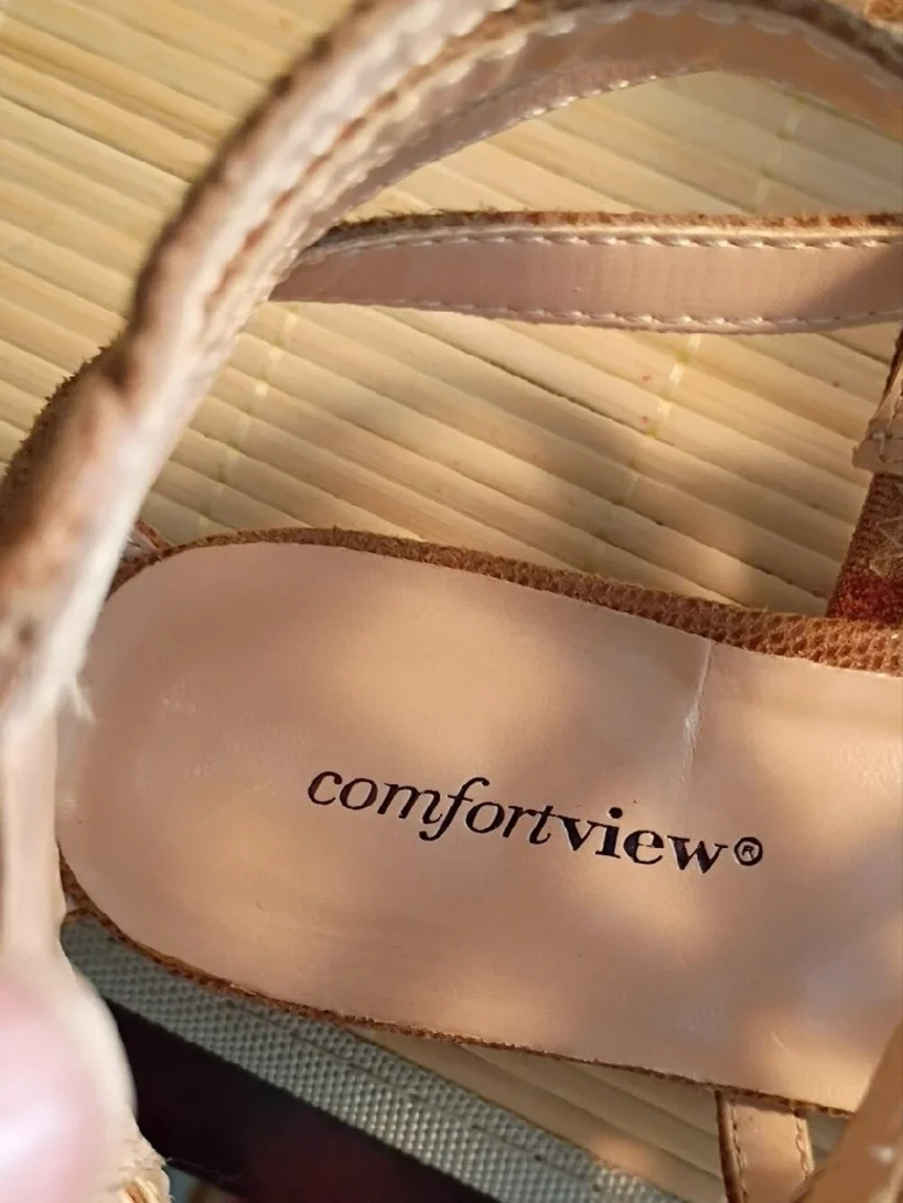 comfortview Tan Strappy Wedge Sandals 8.5W (WIDE)